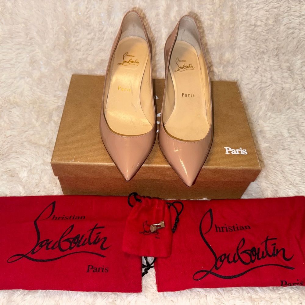 Christian Louboutin Pigalle Follies 55mm - Nude Patent – Authentic - MSRP 675